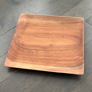 HAWAII Kamani Wood Square Wooden Dining Tray, Entertainment Rustic Dish Rare